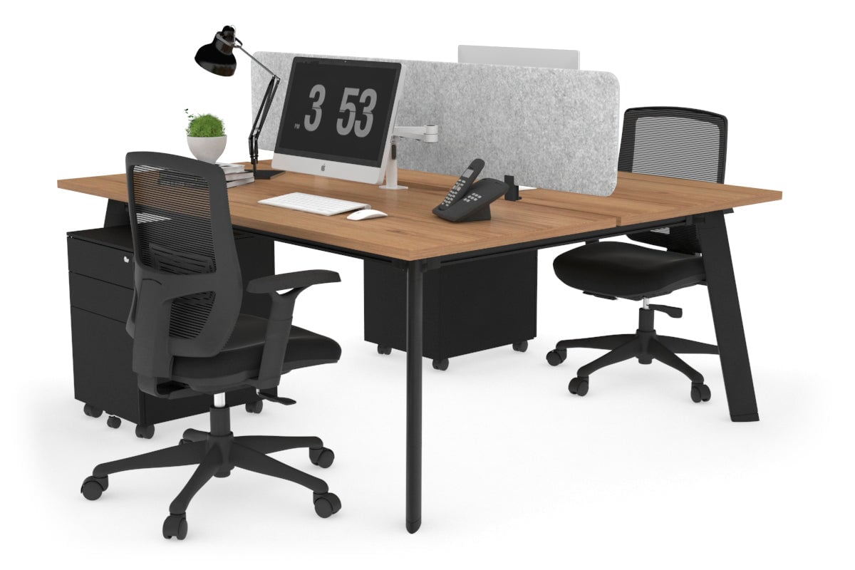 Switch - 2 Person Workstation Black Frame [1200L x 800W with Cable Scallop] Jasonl salvage oak light grey echo panel (400H x 1200W) 
