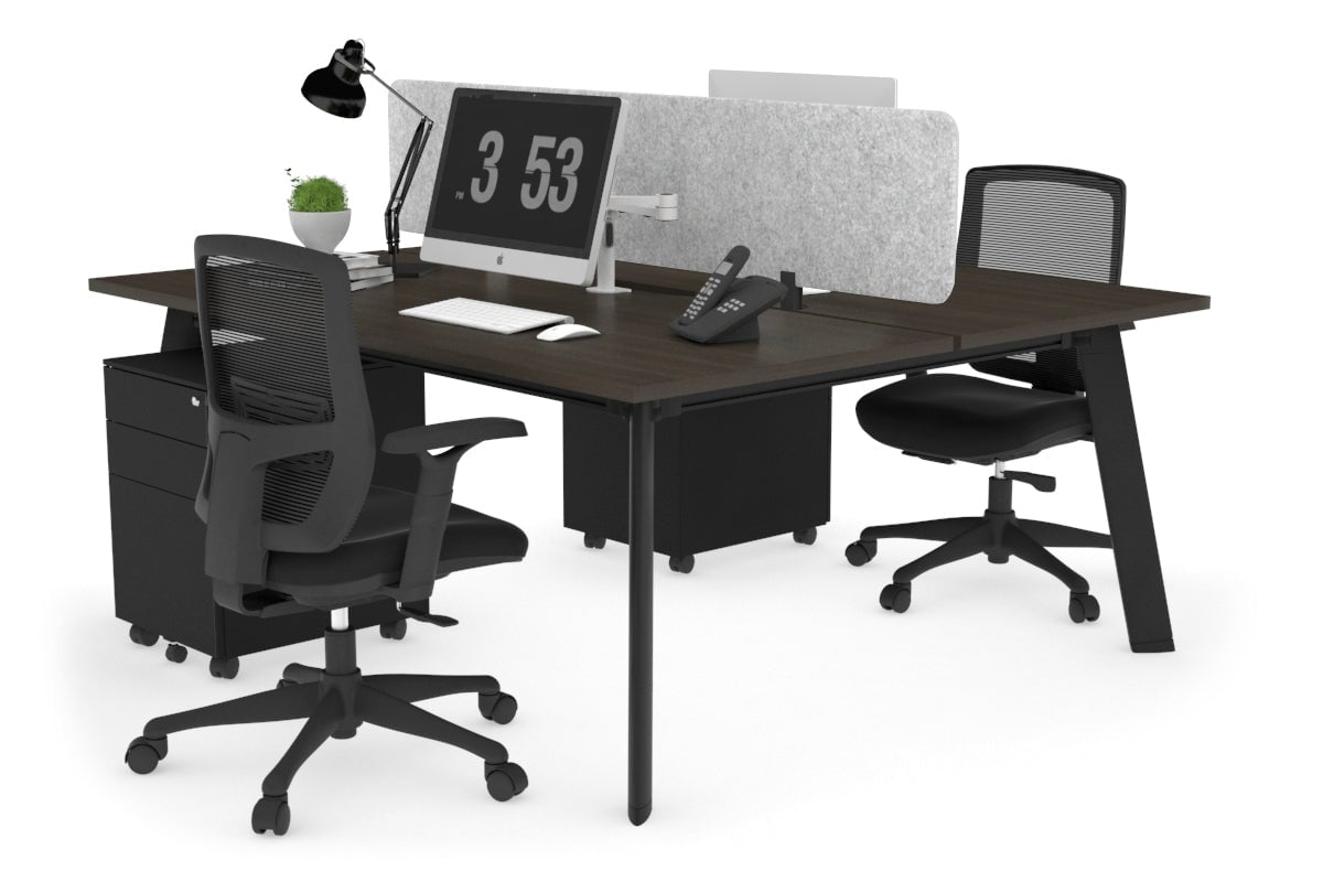 Switch - 2 Person Workstation Black Frame [1200L x 800W with Cable Scallop] Jasonl dark oak light grey echo panel (400H x 1200W) 