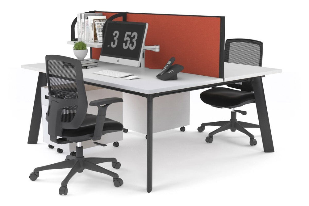 Switch - 2 Person Workstation Black Frame [1400L x 700W]-white orange squash (500H x 1400W) 