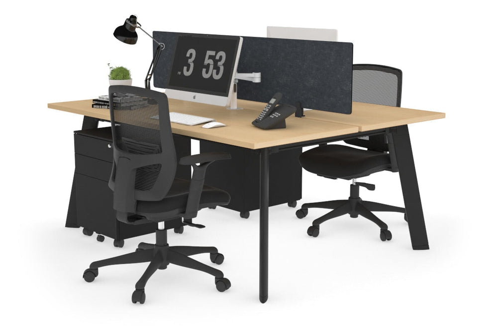 Switch - 2 Person Workstation Black Frame [1400L x 700W]-maple grey acoustic perspex (400H x 800W) 
