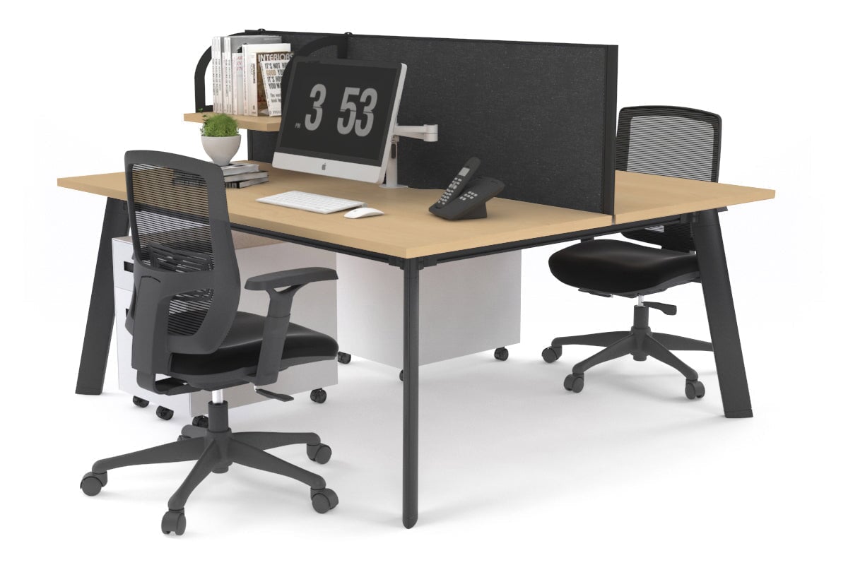 Switch - 2 Person Workstation Black Frame [1400L x 700W] Jasonl maple moody charcoal (500H x 1400W) 