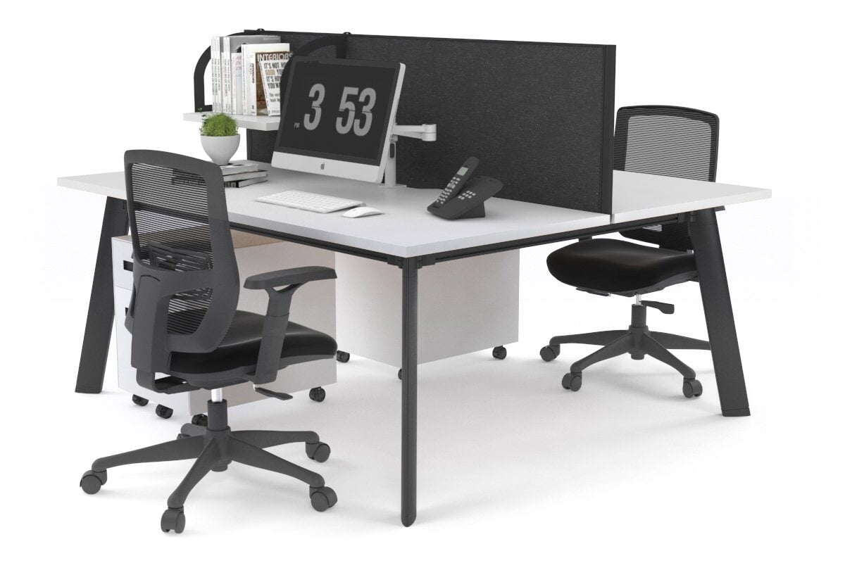 Switch - 2 Person Workstation Black Frame [1400L x 700W] Jasonl white moody charcoal (500H x 1400W) 