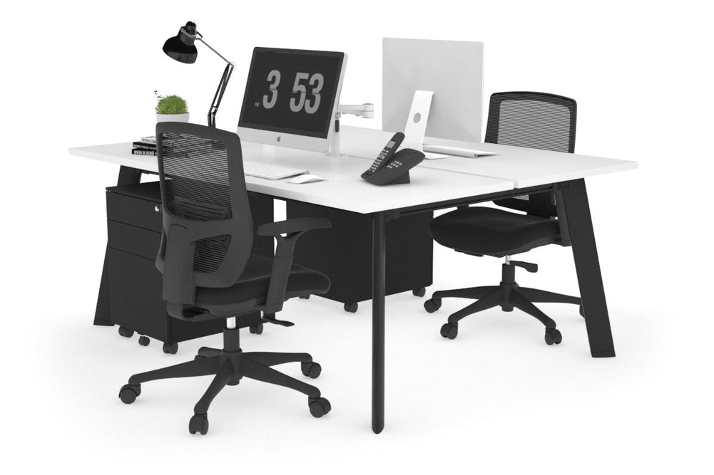 Switch - 2 Person Workstation Black Frame [1400L x 700W]-white none 