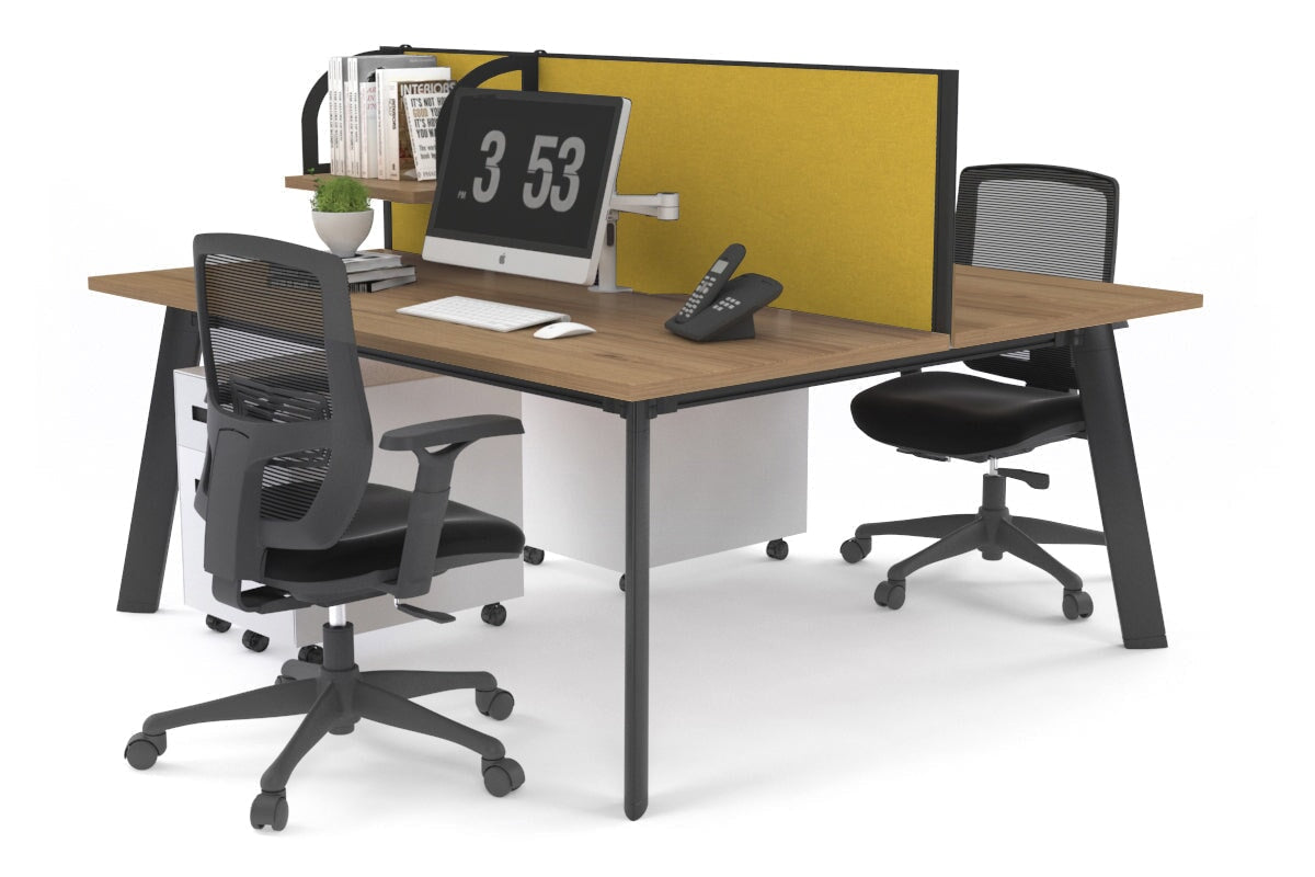 Switch - 2 Person Workstation Black Frame [1400L x 700W] Jasonl salvage oak mustard yellow (500H x 1400W) 