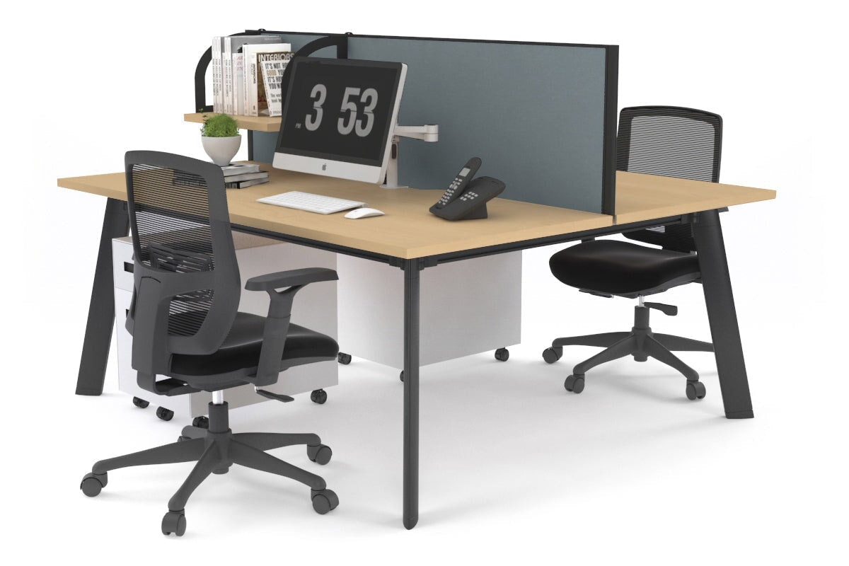 Switch - 2 Person Workstation Black Frame [1400L x 700W] Jasonl maple cool grey (500H x 1400W) 