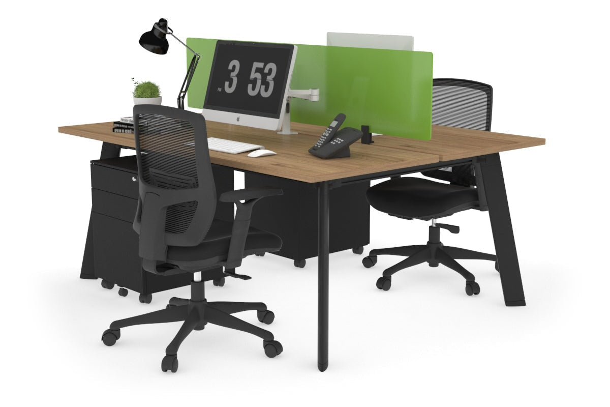 Switch - 2 Person Workstation Black Frame [1400L x 700W] Jasonl salvage oak green perspex (400H x 800W) 