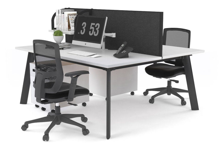 Switch - 2 Person Workstation Black Frame [1400L x 800W with Cable Scallop] Jasonl white moody charcoal (500H x 1400W) 