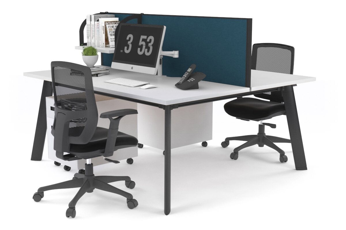 Switch - 2 Person Workstation Black Frame [1600L x 700W] Jasonl white deep blue (500H x 1600W) 