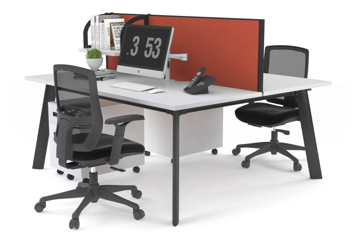 Switch - 2 Person Workstation Black Frame [1600L x 700W] Jasonl white orange squash (500H x 1600W) 
