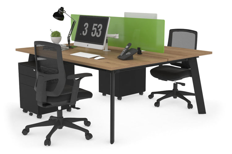 Switch - 2 Person Workstation Black Frame [1800L x 800W with Cable Scallop] Jasonl salvage oak green perspex (400H x 1500W) 
