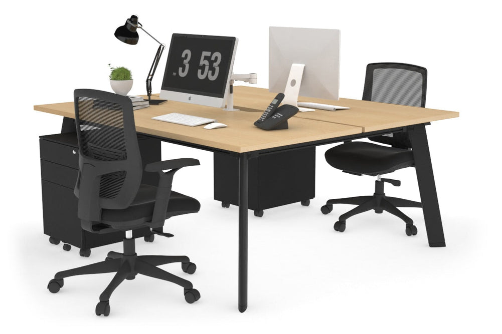 Switch - 2 Person Workstation Black Frame [1800L x 800W with Cable Scallop]-maple none 