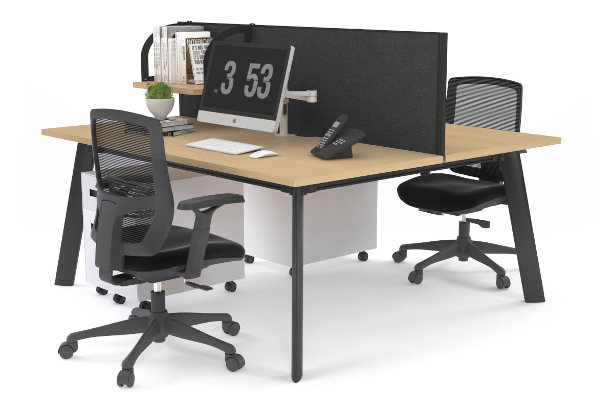 Switch - 2 Person Workstation Black Frame [1800L x 800W with Cable Scallop] Jasonl maple moody charcoal (500H x 1800W) 