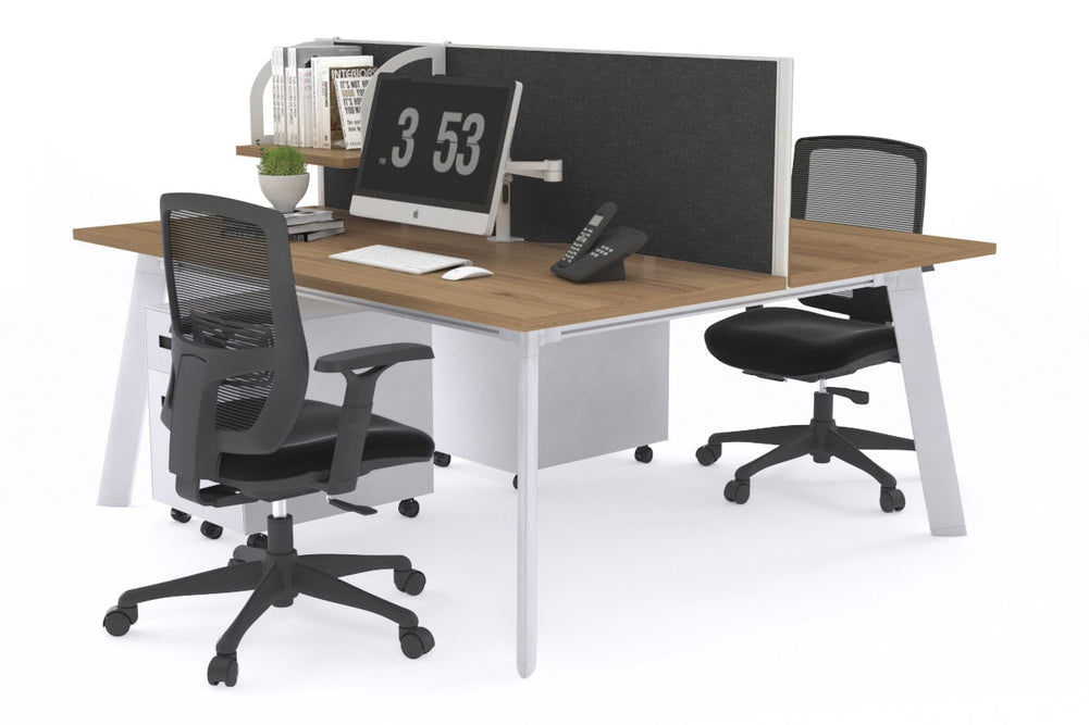 Switch - 2 Person Workstation White Frame [1200L x 700W]-salvage oak moody charcoal (500H x 1200W) 