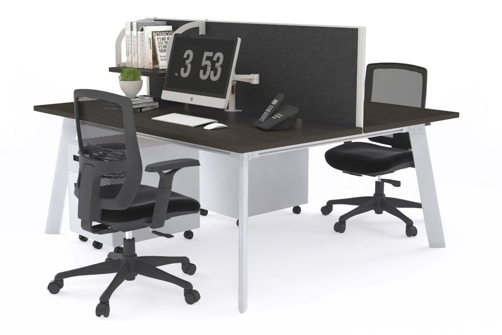 Switch - 2 Person Workstation White Frame [1200L x 700W]-dark oak moody charcoal (500H x 1200W) 