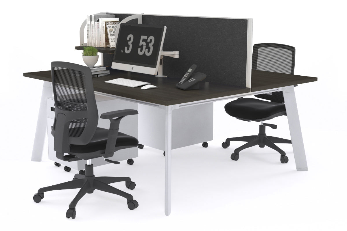 Switch - 2 Person Workstation White Frame [1200L x 800W with Cable Scallop] Jasonl dark oak moody charcoal (500H x 1200W) 