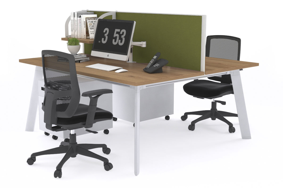 Switch - 2 Person Workstation White Frame [1200L x 800W with Cable Scallop] Jasonl salvage oak green moss (500H x 1200W) 
