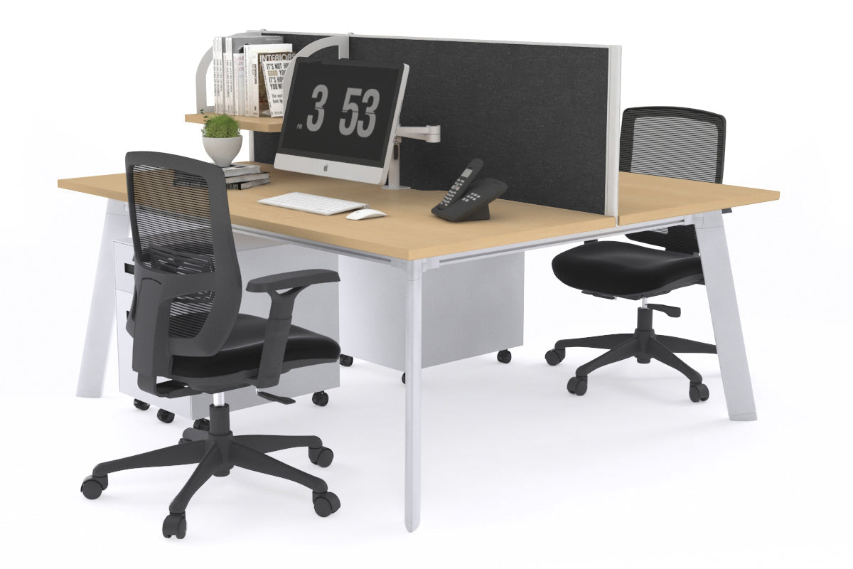 Switch - 2 Person Workstation White Frame [1200L x 800W with Cable Scallop] Jasonl maple moody charcoal (500H x 1200W) 