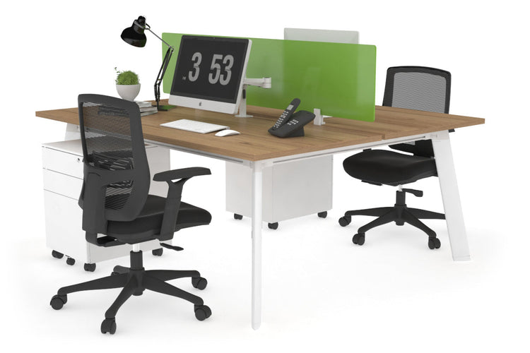 Switch - 2 Person Workstation White Frame [1200L x 800W with Cable Scallop] Jasonl salvage oak green perspex (400H x 800W) 
