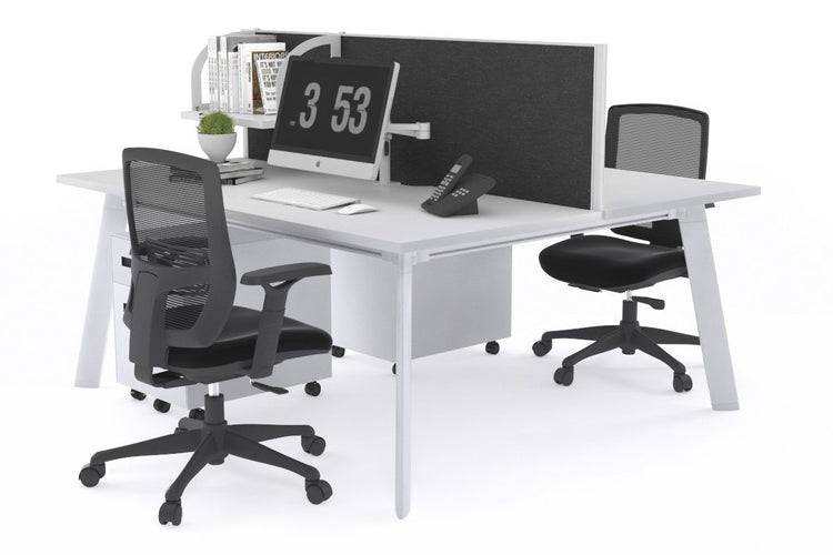 Switch - 2 Person Workstation White Frame [1200L x 800W with Cable Scallop] Jasonl white moody charcoal (500H x 1200W) 