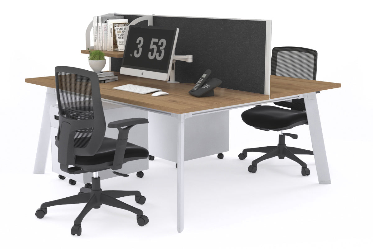 Switch - 2 Person Workstation White Frame [1200L x 800W with Cable Scallop] Jasonl salvage oak moody charcoal (500H x 1200W) 