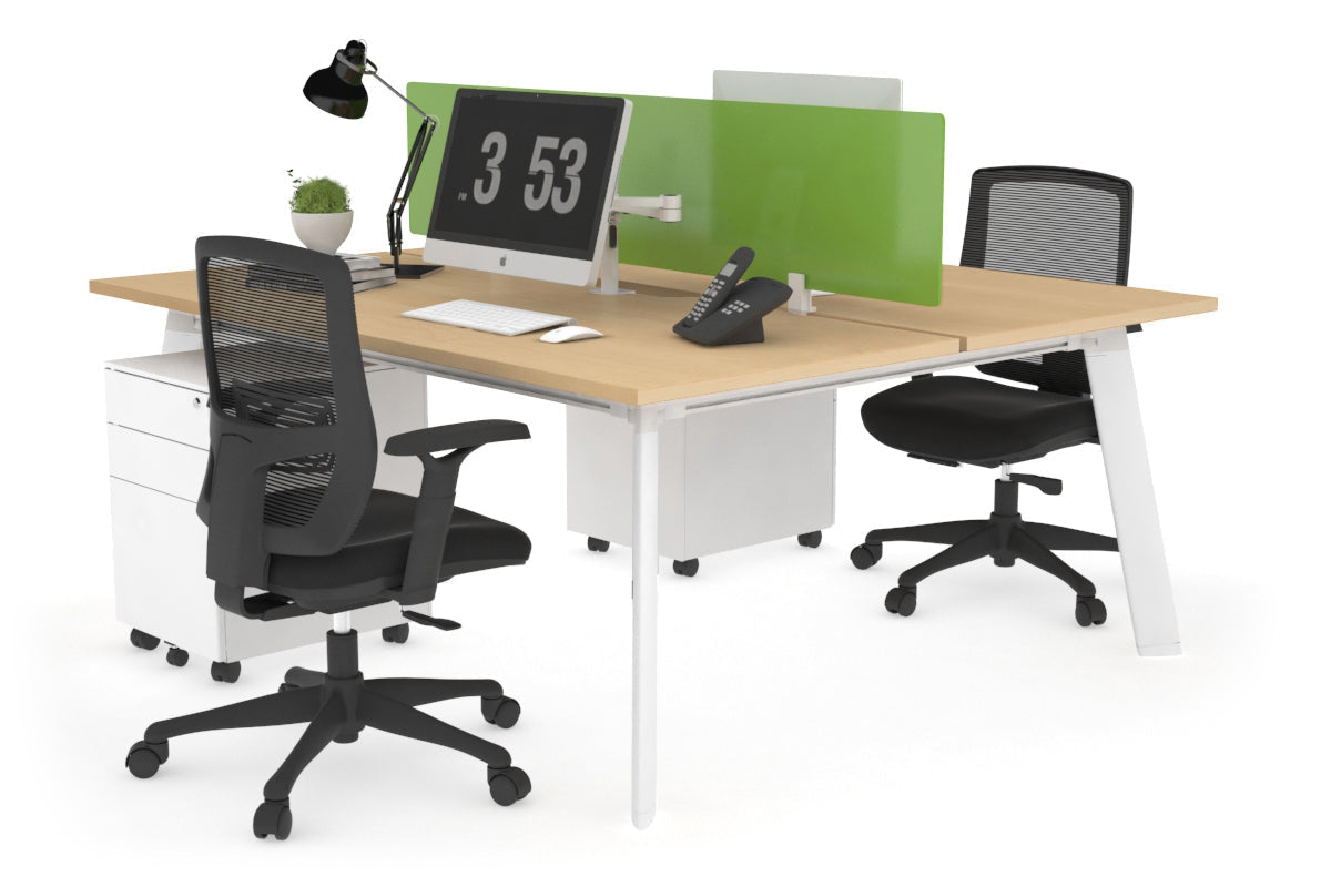 Switch - 2 Person Workstation White Frame [1200L x 800W with Cable Scallop] Jasonl maple green perspex (400H x 800W) 
