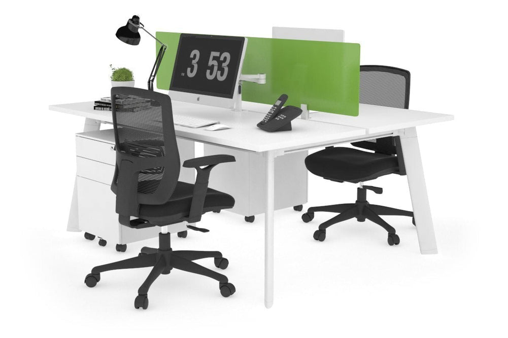 Switch - 2 Person Workstation White Frame [1400L x 700W]-white green perspex (400H x 800W) 