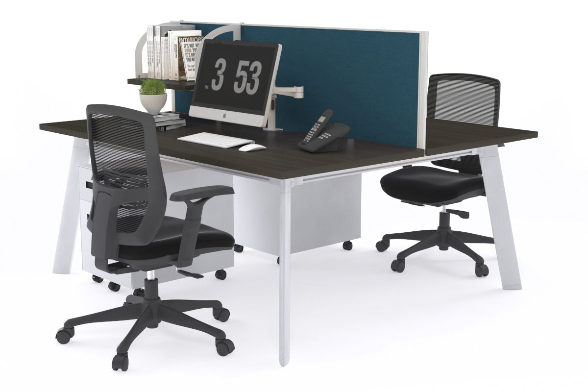 Switch - 2 Person Workstation White Frame [1400L x 800W with Cable Scallop] Jasonl dark oak deep blue (500H x 1400W) 