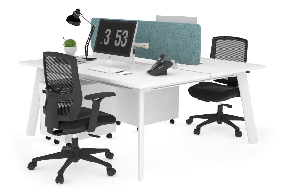 Switch - 2 Person Workstation White Frame [1400L x 800W with Cable Scallop] Jasonl white blue echo panel (400H x 1200W) 