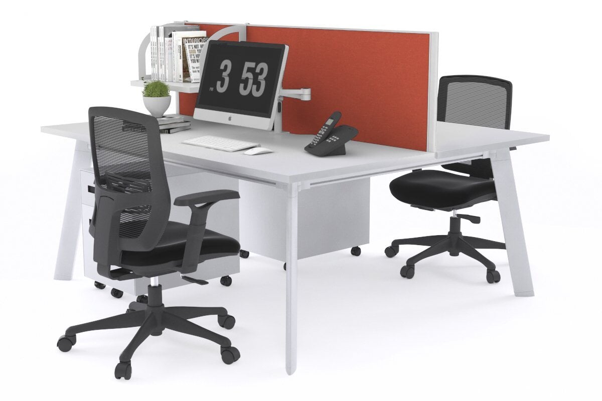 Switch - 2 Person Workstation White Frame [1400L x 800W with Cable Scallop] Jasonl white orange squash (500H x 1400W) 
