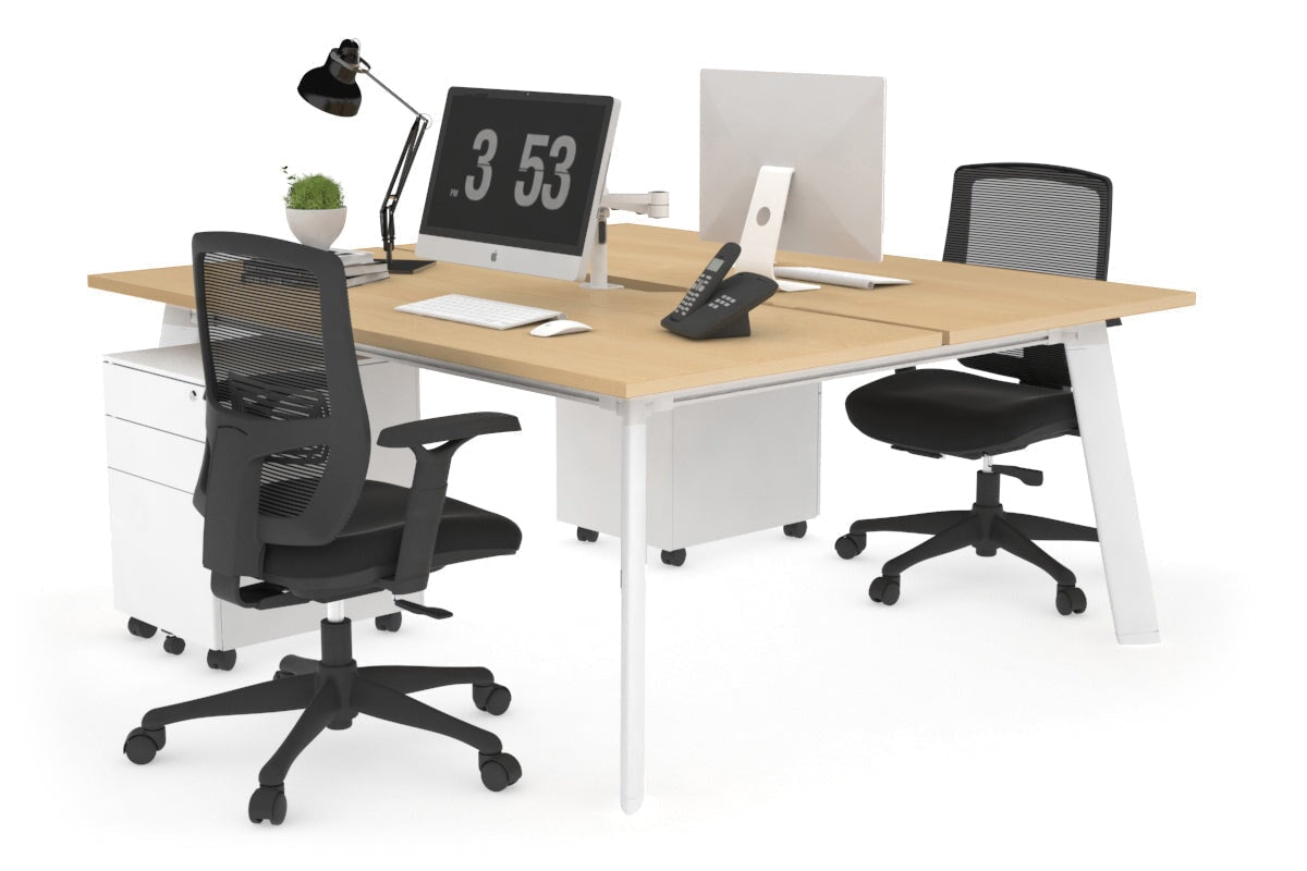 Switch - 2 Person Workstation White Frame [1400L x 800W with Cable Scallop] Jasonl maple none 