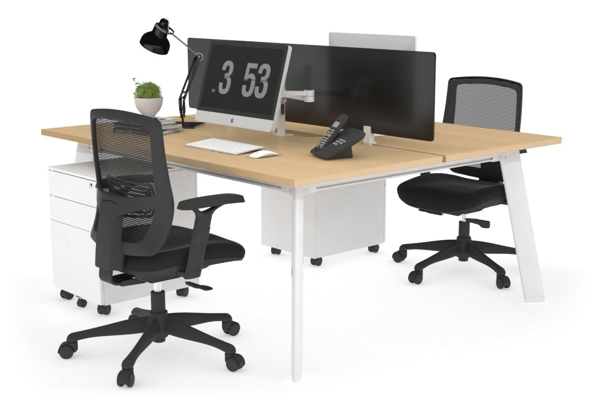 Switch - 2 Person Workstation White Frame [1400L x 800W with Cable Scallop] Jasonl maple black perspex (400H x 800W) 