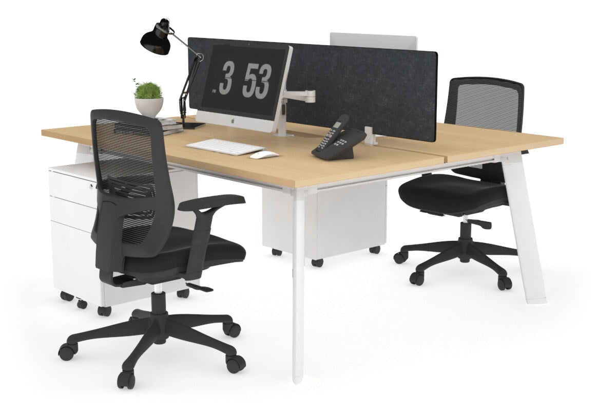 Switch - 2 Person Workstation White Frame [1400L x 800W with Cable Scallop] Jasonl maple grey echo perspex (400H x 800W) 