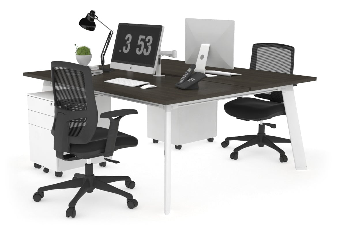 Switch - 2 Person Workstation White Frame [1400L x 800W with Cable Scallop] Jasonl dark oak none 