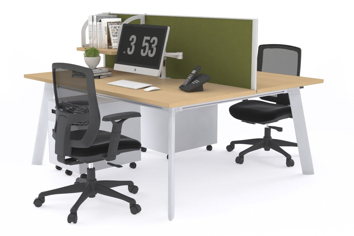 Switch - 2 Person Workstation White Frame [1400L x 800W with Cable Scallop] Jasonl maple green moss (500H x 1400W) 