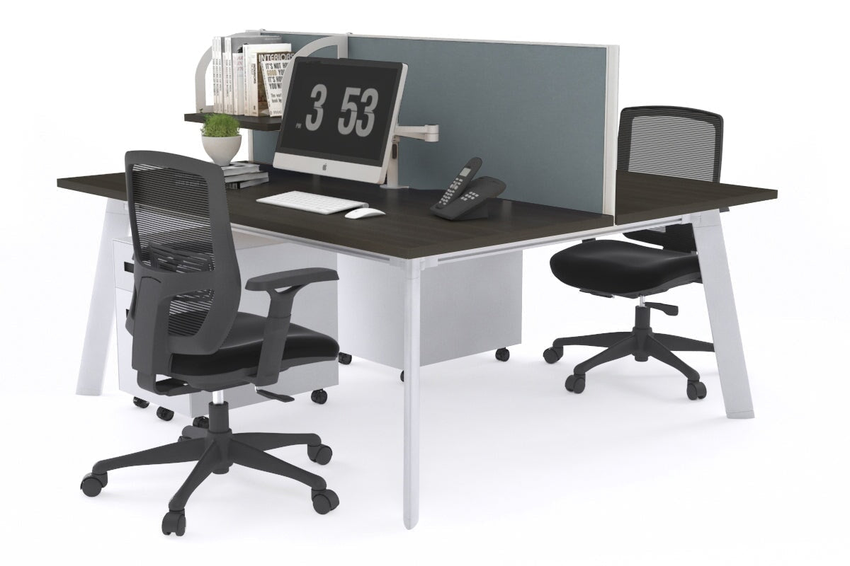 Switch - 2 Person Workstation White Frame [1400L x 800W with Cable Scallop] Jasonl dark oak cool grey (500H x 1400W) 