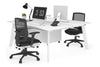 Switch - 2 Person Workstation White Frame [1400L x 800W with Cable Scallop] - Thumbnail 1 