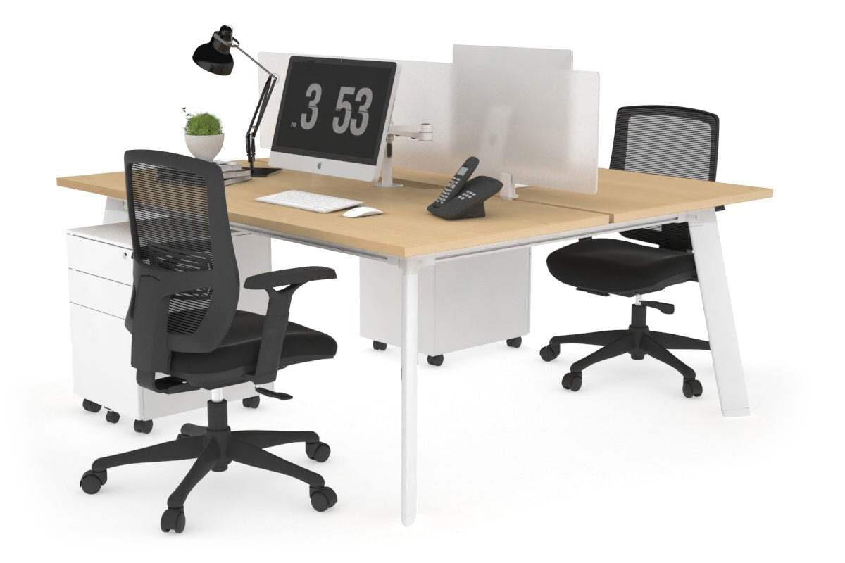 Switch - 2 Person Workstation White Frame [1400L x 800W with Cable Scallop] Jasonl maple white perspex (400H x 800W) 