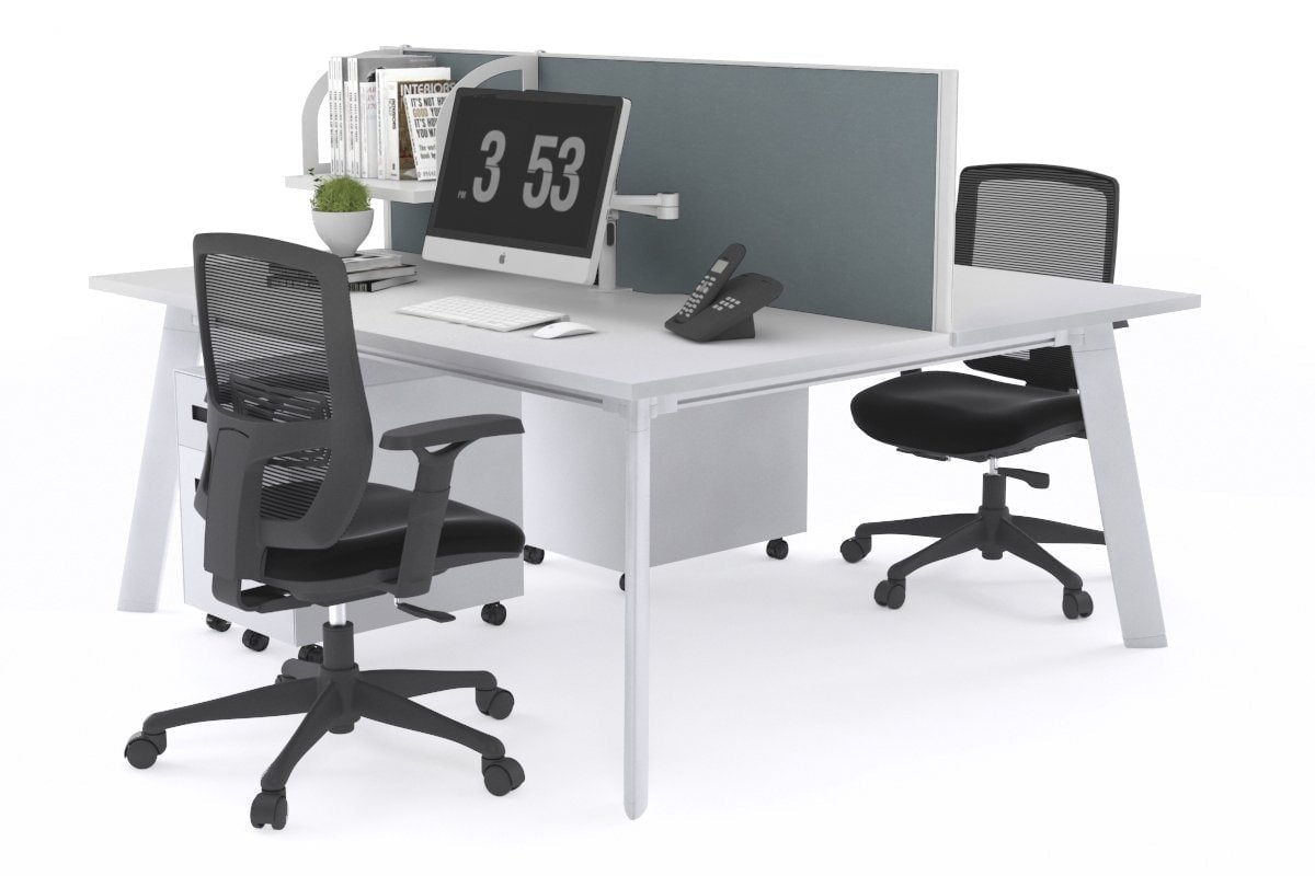 Switch - 2 Person Workstation White Frame [1400L x 800W with Cable Scallop] Jasonl white cool grey (500H x 1400W) 