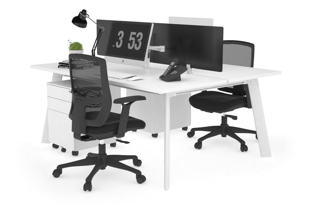 Switch - 2 Person Workstation White Frame [1600L x 700W]-white black perspex (400H x 1500W) 