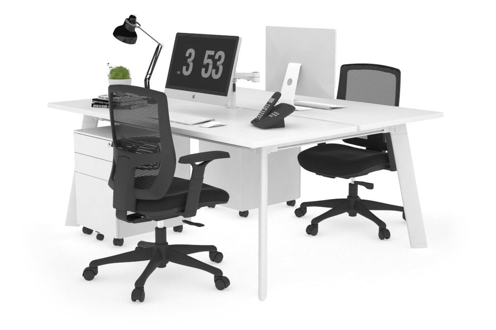 Switch - 2 Person Workstation White Frame [1600L x 700W]-white none 