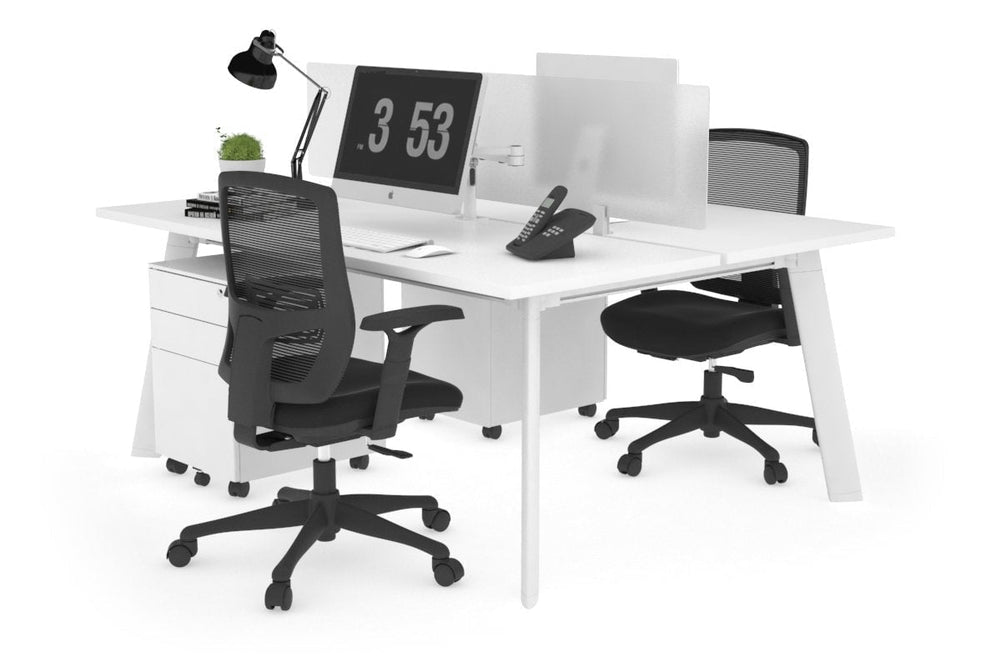 Switch - 2 Person Workstation White Frame [1600L x 700W]-white white perspex (400H x 1500W) 