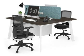  - Switch - 2 Person Workstation White Frame [1600L x 800W with Cable Scallop] - 1