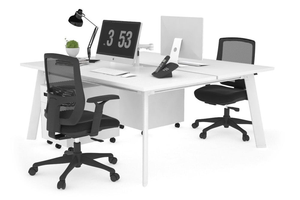 Switch - 2 Person Workstation White Frame [1800L x 800W with Cable Scallop]-white none 
