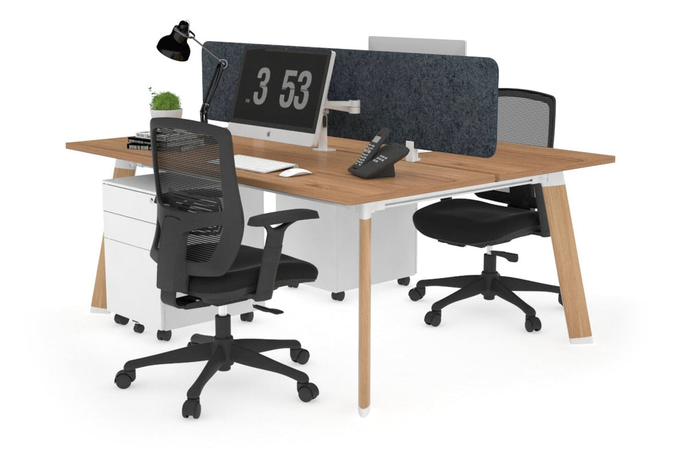 Switch - 2 Person Workstation Wood Imprint Frame [1200L x 700W]-salvage oak dark grey acoustic panel (400H x 1200W) 