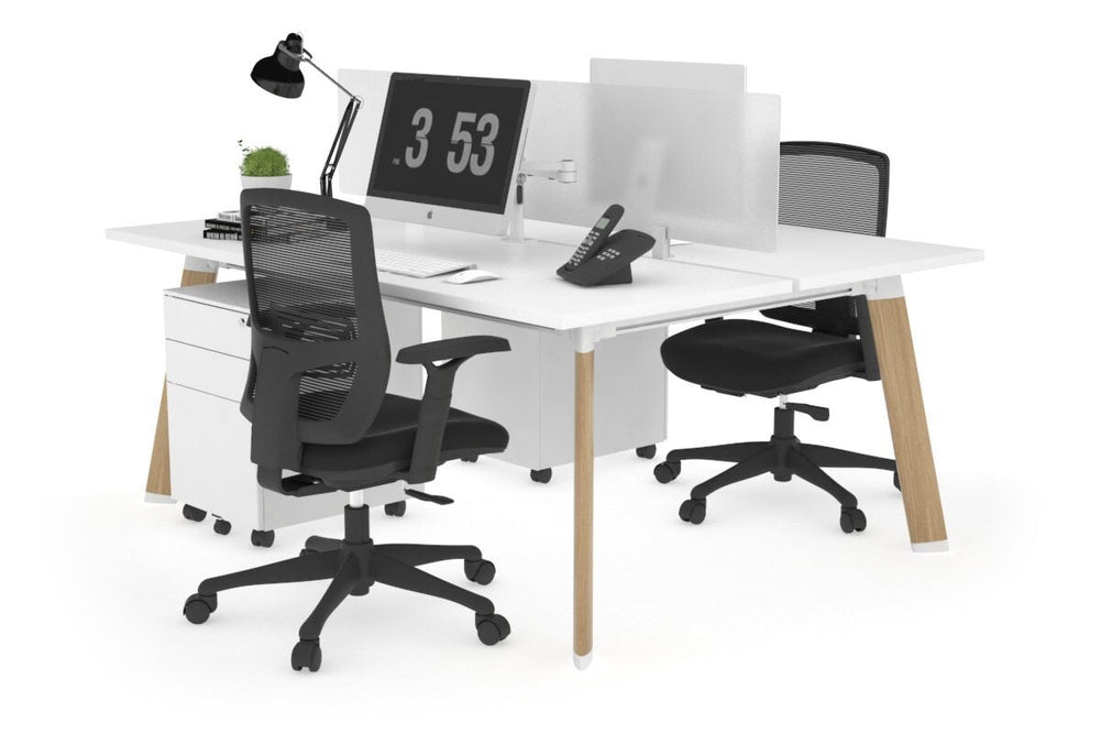 Switch - 2 Person Workstation Wood Imprint Frame [1200L x 700W]-white white perspex (400H x 800W) 