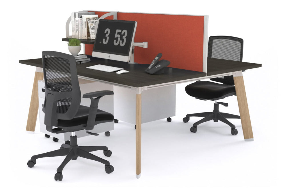 Switch - 2 Person Workstation Wood Imprint Frame [1200L x 800W with Cable Scallop]-dark oak orange squash (500H x 1200W) 