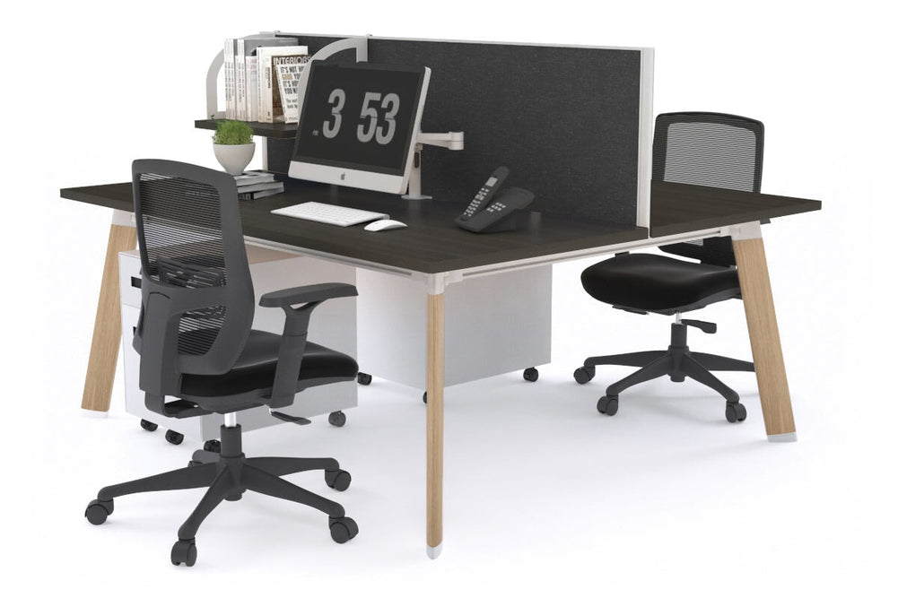 Switch - 2 Person Workstation Wood Imprint Frame [1200L x 800W with Cable Scallop]-dark oak moody charcoal (500H x 1200W) 