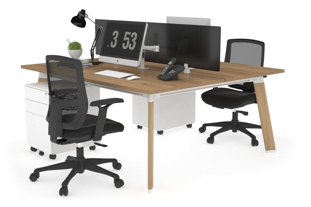 Switch - 2 Person Workstation Wood Imprint Frame [1200L x 800W with Cable Scallop]-salvage oak black perspex (400H x 800W) 