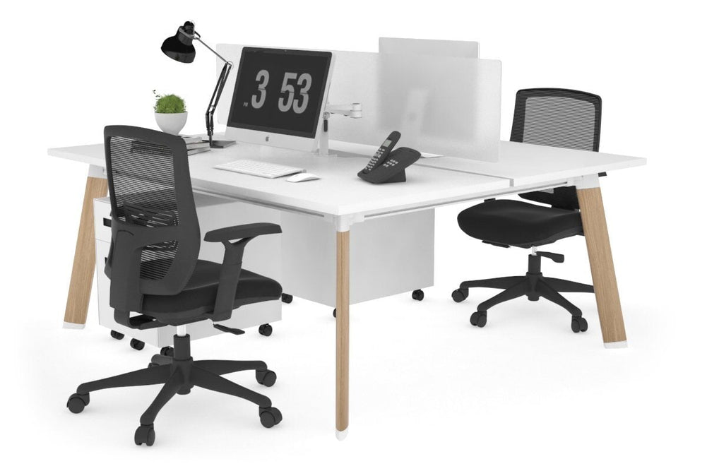 Switch - 2 Person Workstation Wood Imprint Frame [1200L x 800W with Cable Scallop]-white white perspex (400H x 800W) 