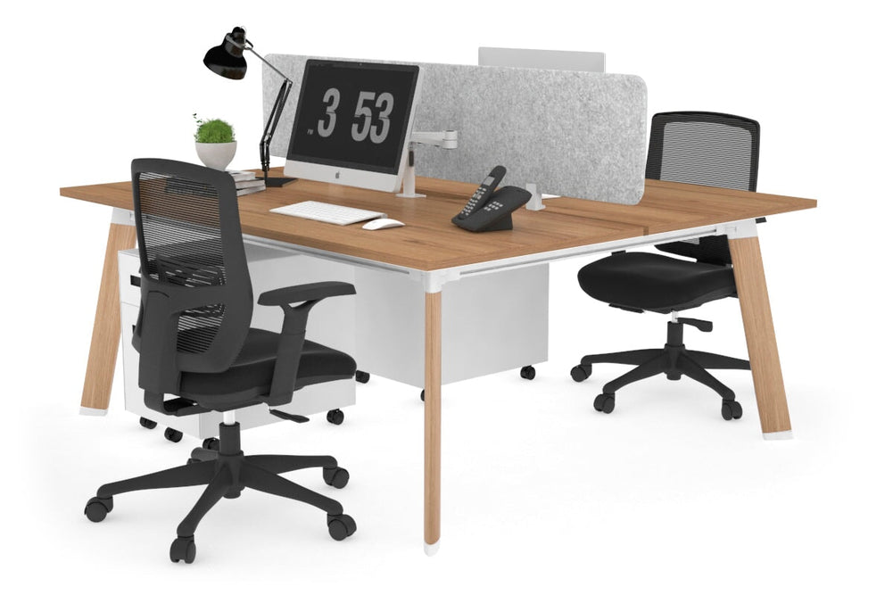 Switch - 2 Person Workstation Wood Imprint Frame [1200L x 800W with Cable Scallop]-salvage oak light grey acoustic panel (400H x 1200W) 